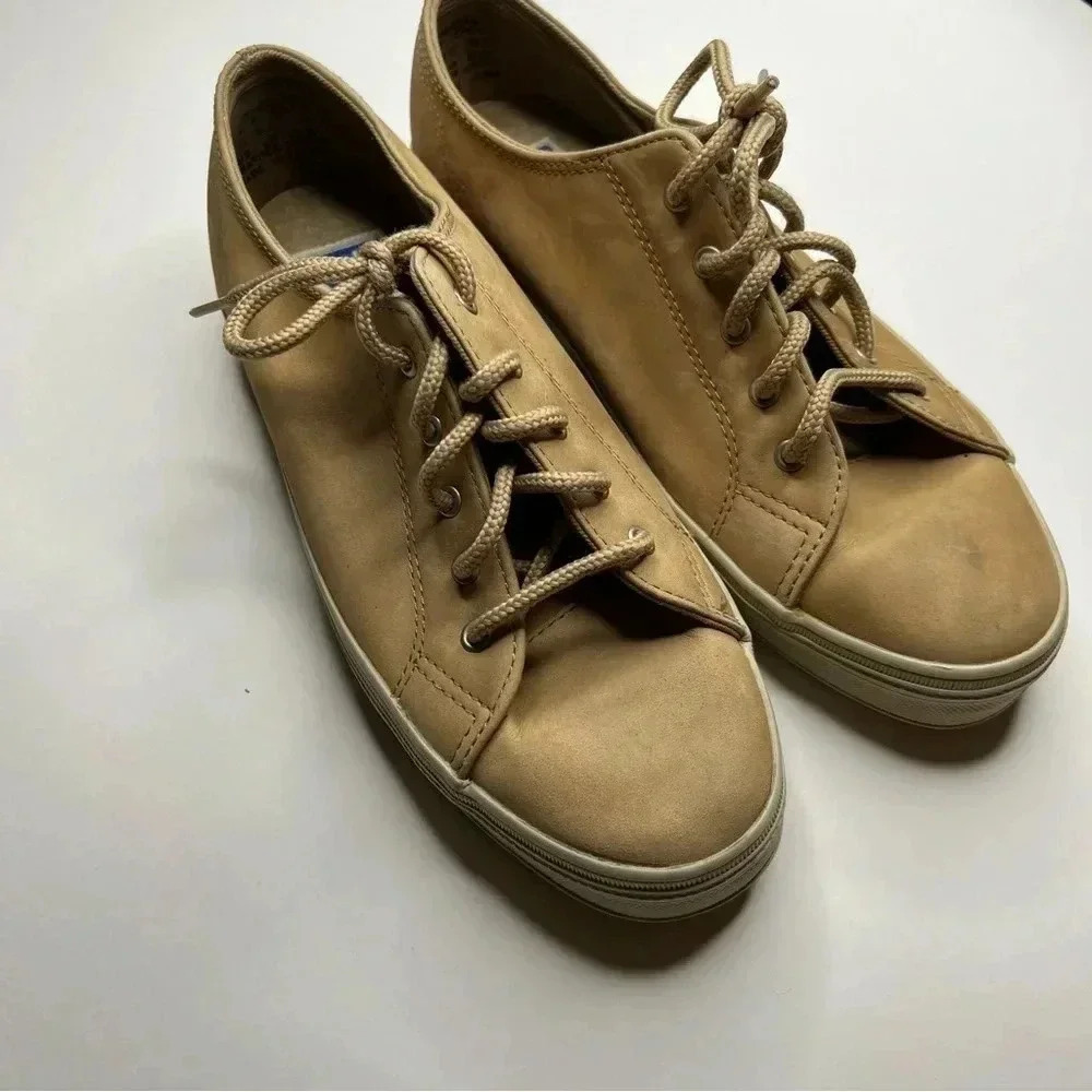 Keds Suede Leather Lace Up Sneakers Tan Beige 7.5 - Picture 2 of 6